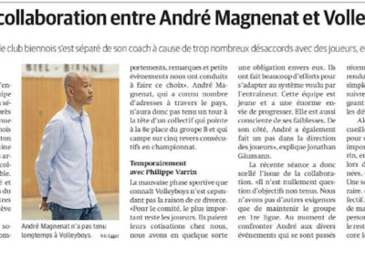 Fin de collaboration entre André Magnenat et Volleyboys