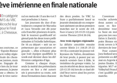 La relève imérienne en finale nationale