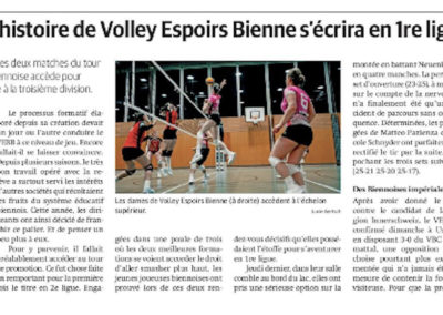 promotion: l'histoire de Volley Espoirs Bienne s'écrira en 1re ligue