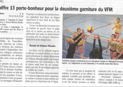 Volley 1re ligue: un chiffre 13 porte-bonheur pour la deuxième garniture du VFM