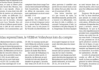 Volley 1re ligue: Nidau reprend bien, le VEBB et Volleyboys loin du compte