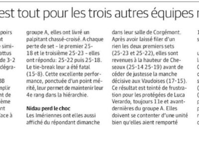 Volley 1re ligue: un point c'est tout pour les trois autres équipes régionales