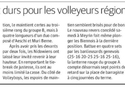 Volley 1re ligue: les temps sont durs pour les volleyeurs régionaux de 1re ligue