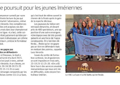 Finale juniors: la success story se poursuit pour les Imériennes
