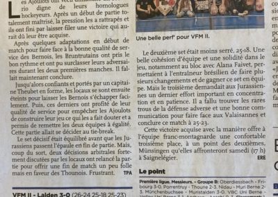 Volley 1re ligue: une déception pour Porrentruy, une revanche pour VFM II