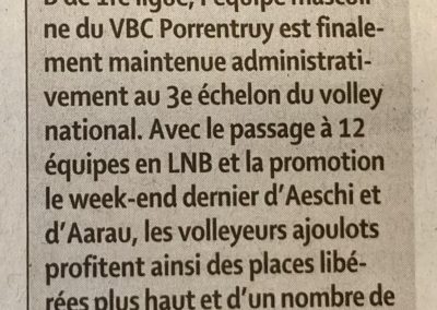 Volley 1re ligue: l'équipe masculine de Porrentruy reste en 1re ligue