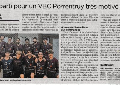 Volley 1re ligue: C'est parti pour un VBC Porrentruy très motivé