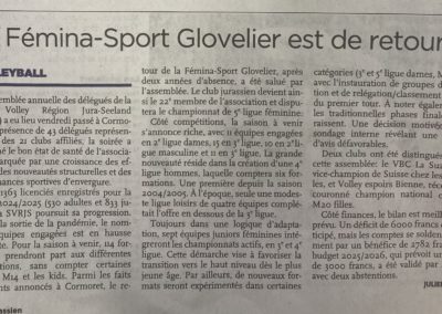 Volley régional: La Fémina-Sport Glovelier est de retour