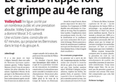 Volley 1re ligue: Le VEBB frappe fort et grimpe au 4e rang. Un "super samedi" qui sourit aux clubs locaux