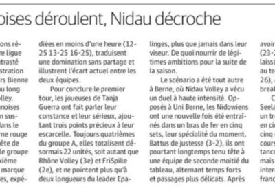 1re ligue: Les Biennoises déroulent, Nidau décroche