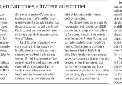 1re ligue: Les Biennoises, en patronnes, s'invitent au sommet