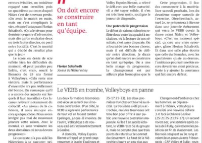 1re ligue: Le VEBB en trombe, Volleyboys en panne