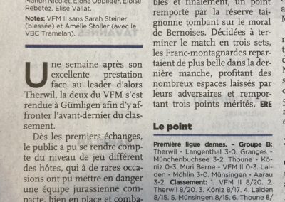 1re ligue jurassienne: victoire en douceur pour VFM