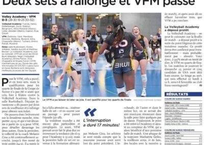 Coupe de Suisse: Deux sets à rallonge et VFM passe