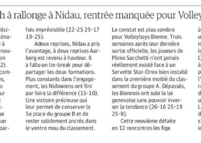 1re ligue: Nouveau match à rallonge à Nidau, rentrée manquée pour Volleyboys