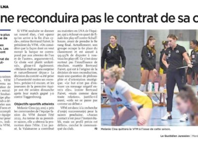 LNA: VFM ne reconduira pas le contrat de sa coach