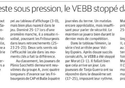 1re ligue: Volleyboys reste sous pression, le VEBB stoppe dans son élan