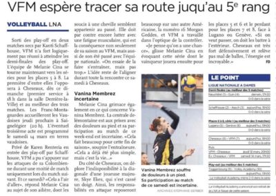 LNA: VFM espère tracer sa route jusqu'au 5e rang