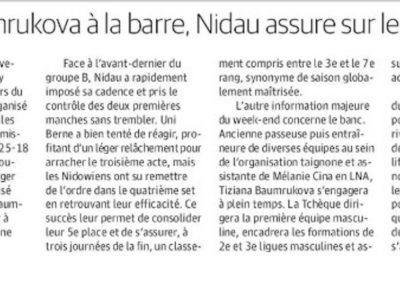 1re ligue: Tiziana Baumrukovà à la barre, Nidau assure sur le terrain