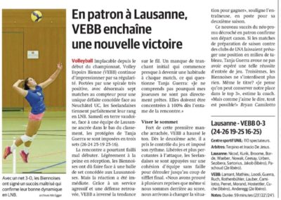 LNB: En patron à Lausanne, VEBB enchaîne une nouvelle victoire