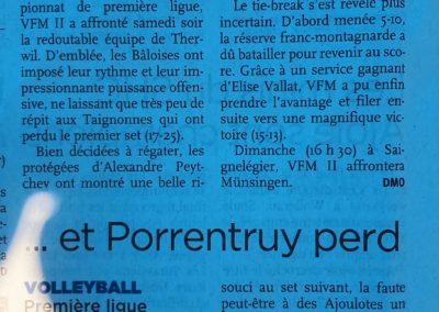 1re ligue jurassienne: VFM II gagne sur le fil et Porrentruy perd